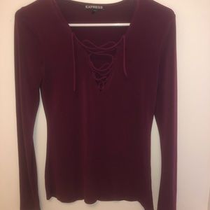 Express zig-zag maroon top